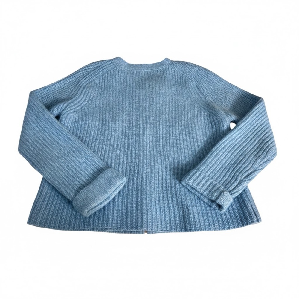 French Connection Y2K Baby Blue Zip Up Knit Sweater Cardigan Angora  Cottagecore - Picture 7 of 10